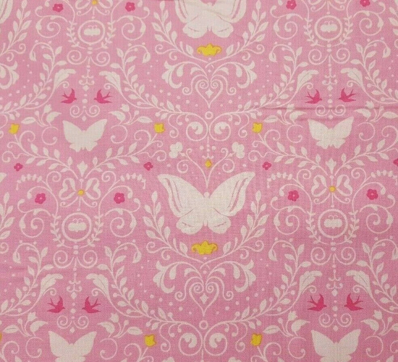 Chelsea Market BTY Brenda Walton Blend Fabrics Floral Butterfly Damask Pink Flowering Plants