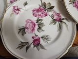 5 Castleton China Peony Floral Golden Trim Round Dinner Plates Peony