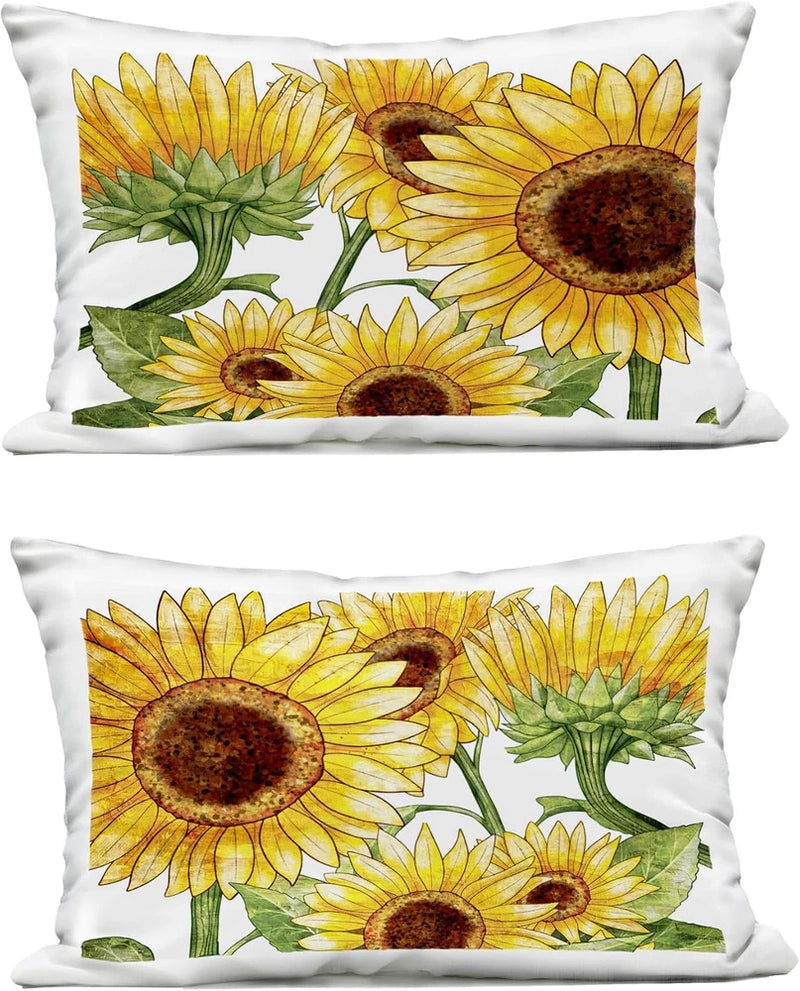 Warm Blossoms Yellow Sunflowers Outdoor Pillow Set by Kim Allen - 2 Pieces Sunflower