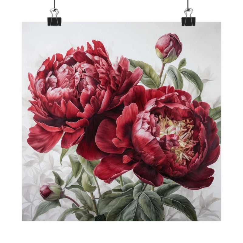 Red Peonies Flower Art Print, Red Flower Painting, Flower DŽcor 08 Peony
