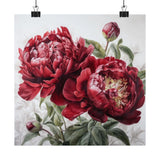 Red Peonies Flower Art Print, Red Flower Painting, Flower DŽcor 08 Peony