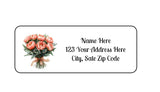 30 Peony Flower Bouquet PERSONALIZED RETURN ADDRESS LABELS 1 in X 2 5/8 GLOSSY Peony