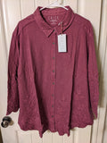Kyla Seo Caite Embroidered Shirt Top Raisin Color Size 1X Roses