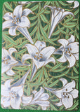 Playing Cards Single Card Old Antique Wide * LILY FLOWERS * Flower Art Picture B Lily