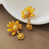 New Arrival Chic Sunflower Stud Earrings For Woman Fashion Jewelry Gift For Her Sunflower