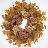 26 Inch Artificial Dried Hydrangea Wreath, Autumn Fall Wreath, Handmade Silk ... Hydrangea