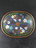 18th C Chinese Qianlong Copper Cloisonne Hydrangea Flower Tea Plate Hydrangea