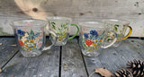 Set 4 Brandani Double Wall Glass Coffee Tea Mug Floral Leaf SunFlower 16oz Italy Sunflower