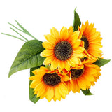 1 Bunch Sunflower Artificial Flower Fake Floral Pick Sunflowers Decor Stem Prop Sunflower