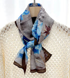 100% Silk Mulberry Neckerchief Shawl flower Print Bandanna Scarf 140x35cm wrap Sunflower