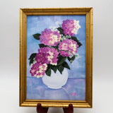 Hydrangea in Vase Still Life Original Art Painting Framed Floral Cottagecore 11