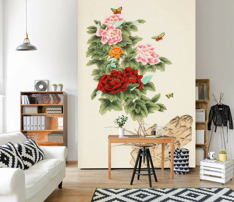 3D Peony Flower A129 Business Wallpaper Wall Mural Self-adhesive Commerce Amy Peony