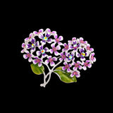 Women's Pink Enamel Crystal Rhinestone Hydrangea Flower Brooch Pin Hydrangea