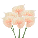 6Pcs 13" Artificial Anthurium Lily Flowers Floral Bouquet Decor, Light Orange Lily