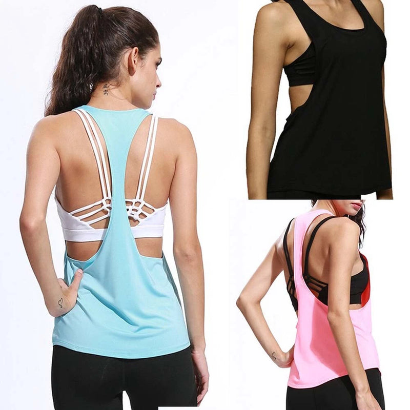 Women's workout tank top with crisscross racerback straps, sleeveless athletic top