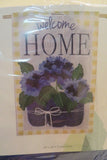 "welcome HOME" Hydrangea Flowers on Yellow, Printed Nylon decorative HOUSE Flag Hydrangea