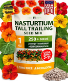 Nasturtium Seeds Dwarf Tall Trailing Mix Ð250+ Edible Flower Seeds for Planting Flowering Plants