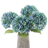 4Pcs Blue Artificial Hydrangea Flowers Large Fake Silk Hydrangea Flower with ... Hydrangea