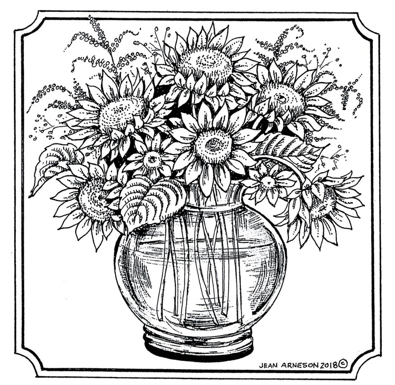 Fall Sunflower Sunflowers Vase Wood Mounted Rubber Stamp NORTHWOODS PP10497 New Sunflower