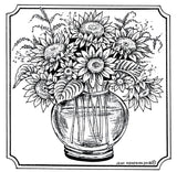 Fall Sunflower Sunflowers Vase Wood Mounted Rubber Stamp NORTHWOODS PP10497 New Sunflower