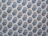 Lisa Fine's Rambagh Reverse Blue Ivory Linen fabric 78" x 54"W Flowering Plants
