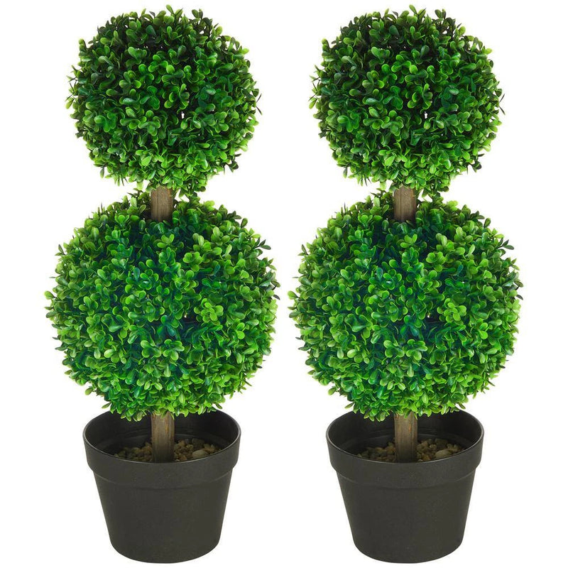 23.5 In. Artificial Plant Tree, Outdoor Artificial Bonsai Tree Plant Potted (2-P Green Plant