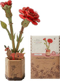 3D Flower Wooden Puzzles for Adults-Red Carnation Wooden Flowers Build (124PCS) Carnation