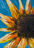 Original abstract acrylic  painting "Sunflower",5"x7"x0.3" Sunflower