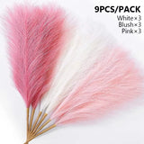 9pcs Fluffy Artificial Pampas Grass Silk Fake Flower Plants Reed Home Decor NEW Pampas Grass