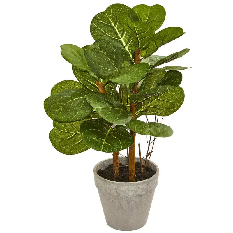 Fiddle Leaf Plant 22in Artificial Indoor Green Potted Tree Home Decor Plastic Green Plant