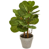 Fiddle Leaf Plant 22in Artificial Indoor Green Potted Tree Home Decor Plastic Green Plant