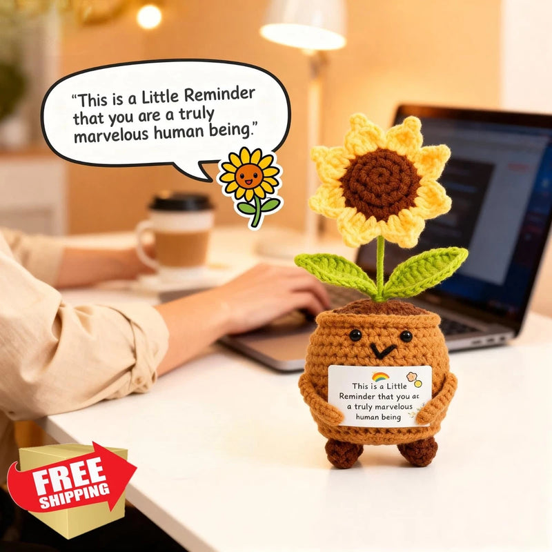 Yullely Handmade Sunflower Crochet Flower Gift Thank You Teacher Mom Plant Sunflower