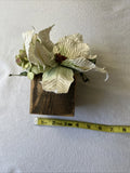 Christmas Poinsettia And Hydrangea Paper Flower In Wooden Base 6 Inches Tall Hydrangea