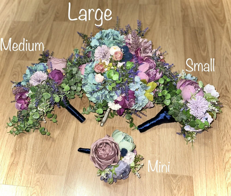Elegant Wedding Flower Bouquets Hydrangeas, Peony, Succulent, Lavender Bundle Hydrangea