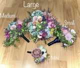 Elegant Wedding Flower Bouquets Hydrangeas, Peony, Succulent, Lavender Bundle Hydrangea