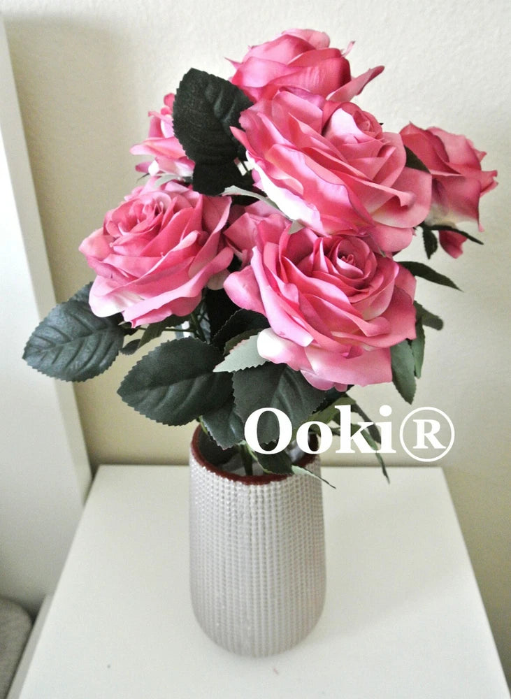 Mauve Color Bouquet 10 Heads Decoration Artificial Silk Rose Bush Flower Wedding Bouquet