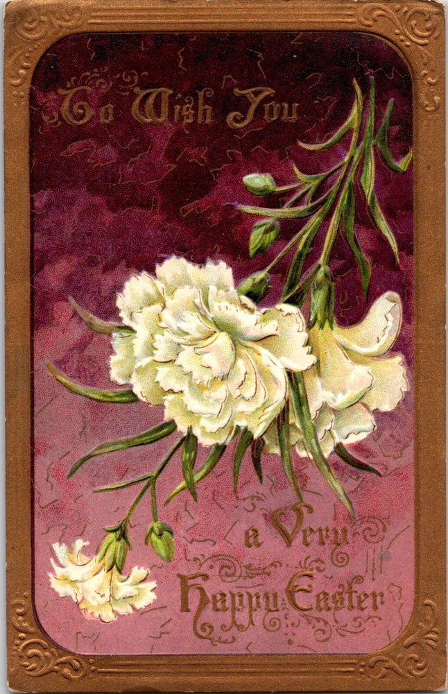 Postcard To Wish You A Very Happy Easter Upside Down Carnations Flowers Carnation