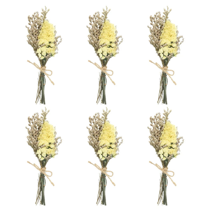 6 Pcs Mini Forget-me-not Dried Flower Bouquet Baby's Breath Boho Yellow Dried Flower