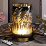 Battery Operated Table Lamp with Remote, Pampas Cordless Glass Accent Lamp Light Pampas Grass