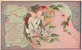 Language of Flowers Lily Holly Wheat Antique Postcard C. Preston-Wynne Poem Lily