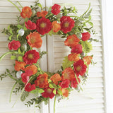NEW!~RAZ Imports~22" Bright Beautiful Poppy Flower Wreath~Spring/Summer/Floral Hydrangea