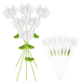 6-Pack Crochet Flowers, Knitted Artificial Wool Carnation [White] Carnation