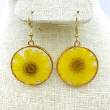 SUNFLOWER EARRINGS, Style 1, Fish Hook, Glass, Available in Two Color Styles Sunflower