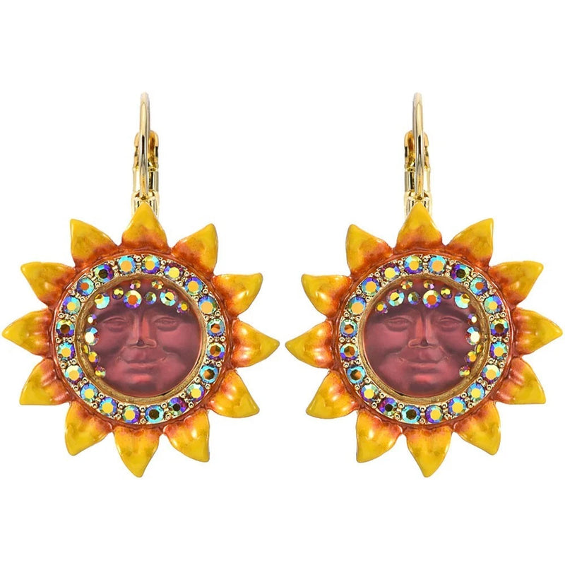 Kirks Folly Sunflower Goddess 12mm Illusion Leverback Earrings  goldtone Sunflower