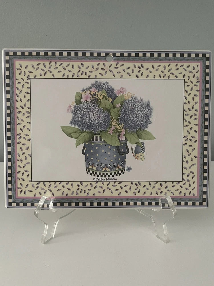Sakura Debbie Mumms Stoneware Trivet Spring Bouquet Hydrangeas Forget Me Nots Hydrangea