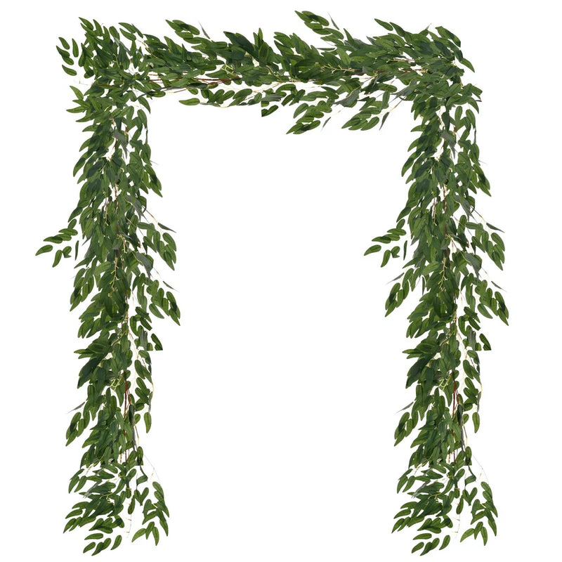 4-Pack Artificial Willow Vine Twigs with 54 Leaves 5.7Feet [Dark Green} Green Plant