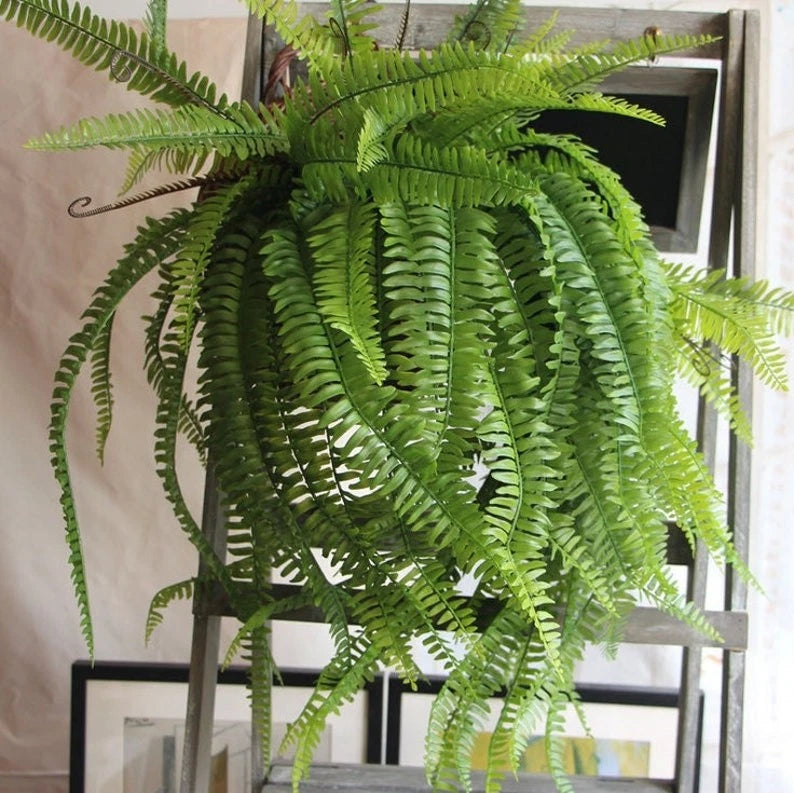 3pcs Boston Fern Plant Artificial  Persian Leave Hanging Basket Greenery Plant Green Plant