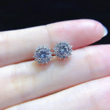 2.80 Ctw D/FL Brilliant Moissanite 14K White Gold Plated Flower Stud Earrings Sunflower