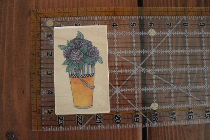 STAMPINGTON & COMPANY HYDRANGEA Flower Pail pot Floral Wood Rubber Stamp R Hydrangea