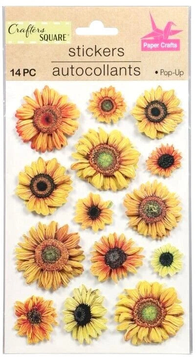 Sunflowers Sunflower Head Summer Petal Bloom Crafter's Square Stickers Sunflower